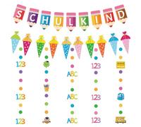HUKUMA Striscione decorativo per l'inizio della scuola, striscione colorato per l'inizio della scuola, striscione decorativo per ragazze e ragazzi, 123 sacchetti di zucchero ABC, decorazione per
