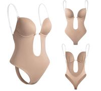 HUKYKZZS Body Da Donna Con Reggiseno Aderente Con Cinturino Invisibile, Scollo Profondo, Senza Schienale, Modellante Per Il Controllo Della Pancia, Abito Da Sera,Colore Della Pelle,S