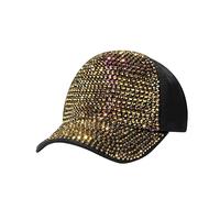 HULA Bling Baseball Hats, Berretto da Baseball Regolabile con Borchie e Cristalli di Strass da Donna. Cappello da Sole Scintillante (Oro Nero)