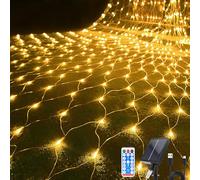 Hulaiyaa Luci da Giardino a Rete 1.5 * 1.5M, 96 LEDs Rete Luminosa con Telecomando e Timer per Natale Feste, 8 Modalità Rete Luminosa Solare da Esterno, Mantello a Rete di Luci per Balcone Sentiero