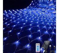 Hulaiyaa Luci da Giardino a Rete 2 * 3M, 192 LEDs Rete Luminosa con Telecomando e Timer per Natale Feste, 8 Modalità Rete Luminosa Solare da Esterno, Mantello a Rete di Luci per Balcone Sentiero