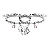 HULALA Best Cousin Gifts - Set di 2 braccialetti coordinati per donne e ragazze, per compleanno, Natale, lunga distanza, 18 cm, Acciaio inossidabile