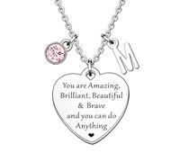 HULALA Collana con iniziale, regalo ispiratore, per donne, adolescenti, ragazza, regolabile, lettera dell'alfabeto, cuore, ciondoli, gioielli motivazionali, regali per migliore amica, figlia, sorella