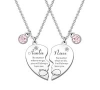 HULALA Collana per zia e nipote per zia zia regalo di compleanno di Natale collane a cuore abbinate gioielli non importa dove siamo, Misura unica, Metallo, Nessuna pietra preziosa