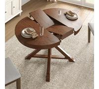 HULALA HOME Tavolo da pranzo rotondo allungabile, 106,7 - 137,2 cm, in legno, con foglia da 30,5 cm, design ovale per 4-6 persone (Walunt)