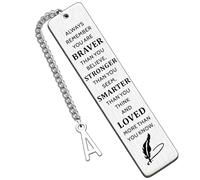 HULALA Segnalibro con iniziale regalo ispiratore per donne, ragazze, uomini, segnalibro per amanti dei libri, studenti, amici, figlia, figlio, compleanno, laurea, regali di Natale Ricorda sempre che