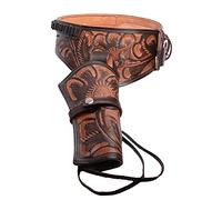 Hulara Fondina da cowboy in pelle scamosciata pieno fiore da uomo, fondina e cintura da cowboy 357 Magnum, fondina per revolver Cal .38/.357, Lato destro marrone bicolore, Taglia-2 (38-40 pollici)