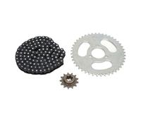 Hulex Supplies Kit pignone anteriore T8F da 13 denti e pignone posteriore T8F da 44 denti a 3 fori, con catena di trasmissione da 116 maglie; set di pignoni in acciaio T8F per ATV, mini moto e