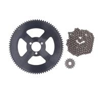 Hulex Supplies Set di pignoni per catena 25H in acciaio: pignone anteriore da 15 denti e pignone posteriore da 80 denti, con catena di trasmissione a 146 maglie, per moto mini da 47 cc e 49 cc,