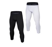 HULG Leggings da Uomo, A 3/4, A Compressione, per Corsa, Palestra, Allenamento, Capri，Leggings da Basket (combination-01,M)