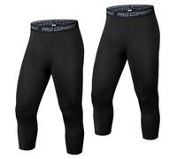 HULG Leggins Uomo 3/4,Leggings, Pantaloni e Collant da Corsa da Uomo,Pantaloni Palestra Uomo, Adatti per la Corsa, Il Jogging e Il Fitness (Black,x_l)