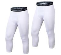HULG Leggins Uomo 3/4,Leggings, Pantaloni e Collant da Corsa da Uomo,Pantaloni Palestra Uomo, Adatti per la Corsa, Il Jogging e Il Fitness (White,m)