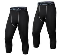 HULG Leggins uomo 3/4, Pantaloni e Collant da Corsa, Pantaloni Palestra, Adatti per la Corsa, Il Jogging e Il Fitness (Black Gray,m)