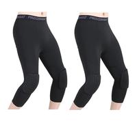 HULG Pantaloni da Basket con Ginocchiere,Pantaloni da Basket da Uomo con Ginocchiere 3/4 Capri Imbottiti Leggings A Compressione Leggings Protezioni Sportive (XL,Black)