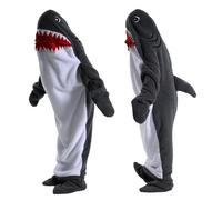 HULG Shark Blanket,Coperta di Squalo Adulto,Coperta di Squalo Indossabile,Sacco A Pelo di Squalo con Cappuccio in Velluto di Cristallo Morbido E Confortevole (Dark Gray,S)