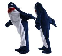 HULG Shark Blanket,Coperta di Squalo Adulto,Coperta di Squalo Indossabile,Sacco A Pelo di Squalo con Cappuccio in Velluto di Cristallo Morbido E Confortevole (Navy Blue,L)