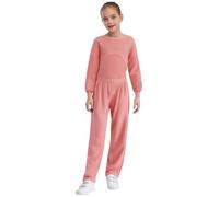 HULIJA Abbigliamento Sportivo Per Bambini Bambina Maglietta A Maniche Lunghe Top Senza Pancia Con Camicetta Senza Maniche Pantaloni Da Villeggiatura Rosa 7-8 anni
