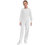 HULIJA Abbigliamento Sportivo Per Bambini Bambina Maglietta A Maniche Lunghe Top Senza Pancia Con Camicetta Senza Maniche Pantaloni Da Villeggiatura Avorio 11-12 anni