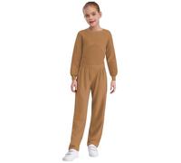 HULIJA Abbigliamento Sportivo Per Bambini Bambina Maglietta A Maniche Lunghe Top Senza Pancia Con Camicetta Senza Maniche Pantaloni Da Villeggiatura Cachi 9-10 anni