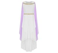 HULIJA Bambina Costume Greca Halloween Vestito della Dea Greca Antica Costume Dea Romana Abito da Principessa Regina Rinascimentale Toga da Festa di Carnevale Lanvanda 9-10 anni