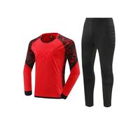 HULIJA Bambini Completo da Calcio Calcetto Torneo Maglietta Portiere Pantaloni della Tuta Joggers Goalkeeper Jersey Scuola Sport Set di Maglia da Portiere Rosso 11-12 anni