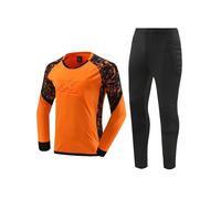 HULIJA Bambini Completo da Calcio Calcetto Torneo Maglietta Portiere Pantaloni della Tuta Joggers Goalkeeper Jersey Scuola Sport Set di Maglia da Portiere Arancione 15-16 anni
