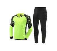 HULIJA Bambini Completo da Calcio Calcetto Torneo Maglietta Portiere Pantaloni della Tuta Joggers Goalkeeper Jersey Scuola Sport Set di Maglia da Portiere Verde fluorescente 13-14 anni