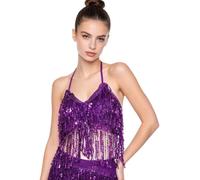 HULIJA Donna Camicetta con Nappe Top Corto da Danza del Ventre Bambina | Festa A Tema,Halter,Sequine Scintillanti,Vestito Per Il Carnevale,Vestiti Festival Di Musica,Spettacolo In Un Pub,Festivo