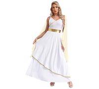 HULIJA Donna Costume Da Antica Romana Troy Storico Dea Greca Romano Toga Costume Vestito Toga Dea Antica Sparta Greca Costume Da Festa Champagne XXL
