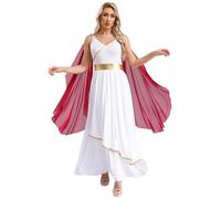 HULIJA Donna Costume Da Antica Romana Troy Storico Dea Greca Romano Toga Costume Vestito Toga Dea Antica Sparta Greca Costume Da Festa Borgogna XXL