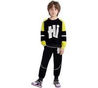 HULIJA Set Di Abbigliamento Per Bambini Bambini Maglia A Maniche Lunghe Tank Top Con Stampa Alta Soprabitto A Collo Rotondo Camicia Sottana Con Pantaloni Nero Verde 11-12 anni