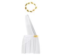 HULIJA Uomo Greco Antico Romano Costume Una Spalla Grecian Toga Spartano Guerriero Toga Gonna Copricapo Lingerie Cosplay Halloween Outfits Bianco XXL