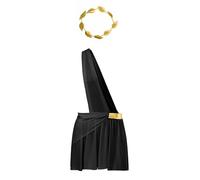 HULIJA Uomo Greco Antico Romano Costume Una Spalla Grecian Toga Spartano Guerriero Toga Gonna Copricapo Lingerie Cosplay Halloween Outfits Nero M