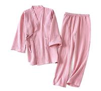 HULKAY Pigiama Donna Kimono, Set Pigiama in Puro Cotone bicomponente, Set di Vapore sudato Uomo e Donna Loose Fit da Coppia, di Servizio Famiglia
