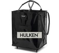 HULKEN - Borsa della spesa grande e riutilizzabile con ruote, carrello della spesa, borsa girevole, chiusura con cerniera, leggera, portata fino a 29,9 kg, pieghevole piatta, maniglie infrangibili