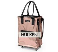 HULKEN Borsa della spesa riutilizzabile su ruote, piccola, color oro rosa, borsa per la spesa, con chiusura a cerniera, leggera, può trasportare fino a 29,9 kg, si piega piatta