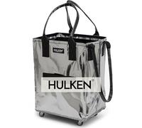 HULKEN Borsa per la spesa riutilizzabile su ruote, misura media, color argento, con chiusura a cerniera, leggera, può trasportare fino a 29,9 kg, si piega piatta, manici infrangibili
