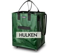 HULKEN - (Grande borsa arrotolabile nera riutilizzabile e borsa per la spesa con ruote - Valigetta arrotolabile - Capacità di carico di 30 kg, impermeabile con manici robusti e cerniera e ruote, verde