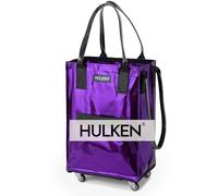 HULKEN - (grande, ultravioletto) borsa della spesa riutilizzabile su ruote, carrello della spesa, borsa da rotolamento, chiusura a cerniera, leggera, porta fino a 29,9 kg, pieghevole piatto, manici