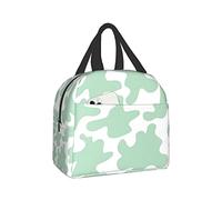 Hulnulnu Borsa termica per il pranzo con mucca verde menta, riutilizzabile, portatile, impermeabile, per picnic, ufficio, lavoro