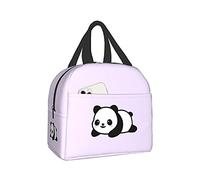 Hulnulnu Borsa termica per il pranzo con panda viola, riutilizzabile, portatile, impermeabile, per picnic, ufficio, lavoro