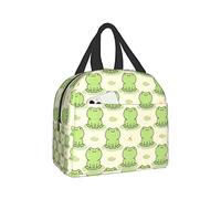 Hulnulnu Borsa termica per il pranzo, con rana e libellula, riutilizzabile, portatile, impermeabile, per picnic, ufficio, lavoro