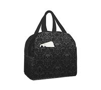 Hulnulnu Borsa termica per il pranzo con teschio nero gotico, riutilizzabile, portatile, impermeabile, per picnic, ufficio, lavoro