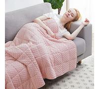 Huloo Sleep Weighted Blanket Queen 15lbs for Adult(60"×80",Pink) Breathable Soft Minky Weighted Throw Blanket for All Season,Heavy Blanket with Premium Glass Beads