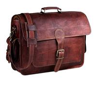 HULSH Borsa messenger in pelle rustica vintage fatta a mano, borsa per computer portatile da 18 pollici, valigetta, borsa per computer, borsa per uomo, porta tutto con facilità! Chiusura a pressione