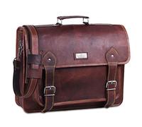 Hulsh Cartella messenger da uomo, in pelle, stile vintage, con tasca grande, per computer portatile da 17 pollici, colore marrone con look rustico, ottima idea regalo