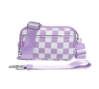 HULUBO Borsa Crossbody a scacchi,Pacchetti in vita repellenti dell'acqua,Borse Crossbody con cinturina regolabile per sport di corsa di viaggio (Violetta chiara)