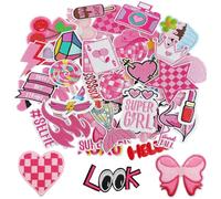 Hulvyzu 43 Pz Toppe per Vestiti a Tema Rosa, Toppa Termoadesiva per Tessuti, Toppa per Stirare Senza Cuciture, Toppe Adesive per Tessuti Bambina, Toppe Ricamata Squisita per Giubbotti, Jeans, Piumino