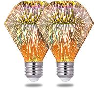 HULX 2 Pacchi Lampadina 3D per Fuochi D'artificio E27 AC 85-220V 4W Edison Retrò Stellata Decorativa per la Casa delle Feste (Diamante)