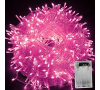 HULX Albero luce Fata, 10m 80LED Luci di Natale a LED Batteria (Rosa)